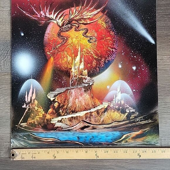 Original space fantasy painting mixed media signed Azul 2006 - Picture 9 of 10